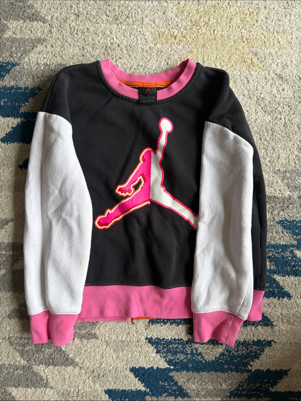 Jordan Black, White & Pink Jumpman Crewneck